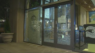 Windows smashed in downtown Portland