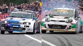 Ken block, american acrobatic driver, famous throughout the world for
his stunts, at wheels of ford escort cosworth and gigi galli, last
italian ...