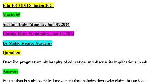 Edu 101 GDB Solution 2024 / Complete & Correct Solution 💯