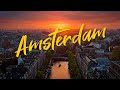 Amsterdam, Netherlands. UHD 4K. Atmospheric drone video of the city center.