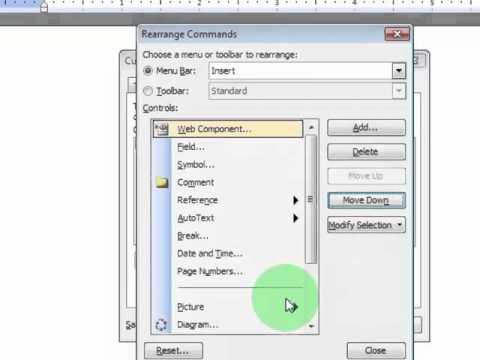 How To Arrange Menu Options In M S Word 03 Youtube