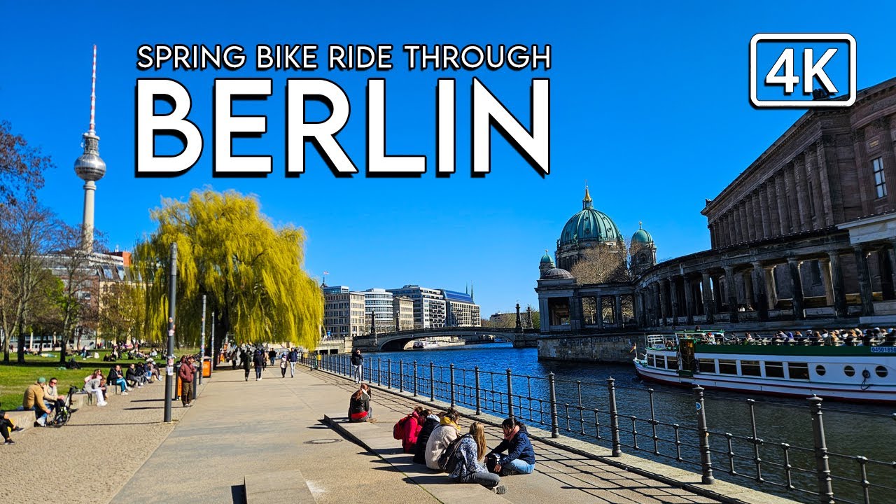 Spring Bike Ride Through Berlin - 4K Urban Cycling Tour in Sunshine - Insta360