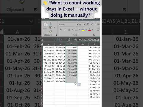 Count Working Days ⚡ | Excel Magic Trick #excel #exceltips #tipsandtricks  #shorts #shortsfeed