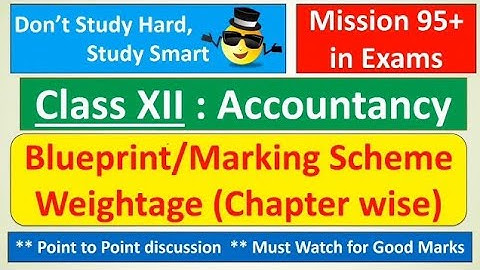 Class 12 : Accountancy : Detailed Chapter wise Blueprint/Marking Scheme Weightage 2020-2021 exams