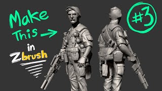 003 - Let's Model a SOG Special Ops Soldier in Zbrush | Modeling Clothing on Our Character
