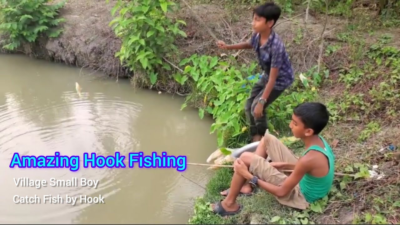Fishing videos || Village Small Boy Catch Fish by Hook || Amazing Hook ...