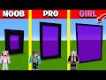 Minecraft Battle: NETHER PORTAL HOUSE BUILD CHALLENGE - NOOB vs PRO vs GIRL / Animation