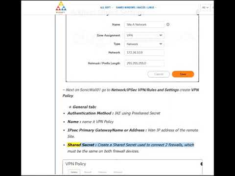 Configure Site to Site VPN on SonicWall Firewall #Shorts