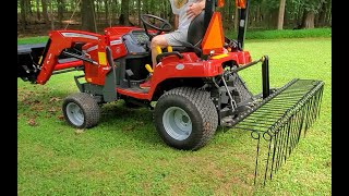 Field Tuff 72" Pine Straw Rake on the Massey GC1723