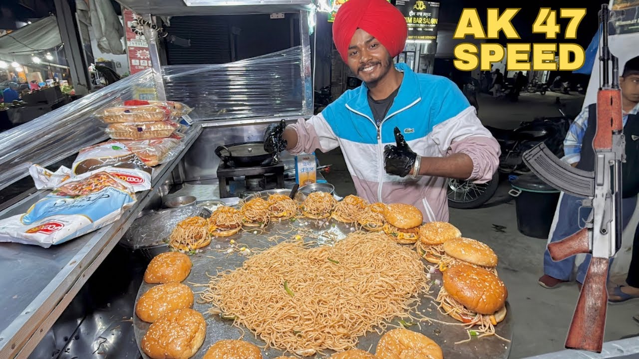 Rocket 40/- Singh Saab Ka AK 47 Speed Panjabi Burger🚀||Street Food India
