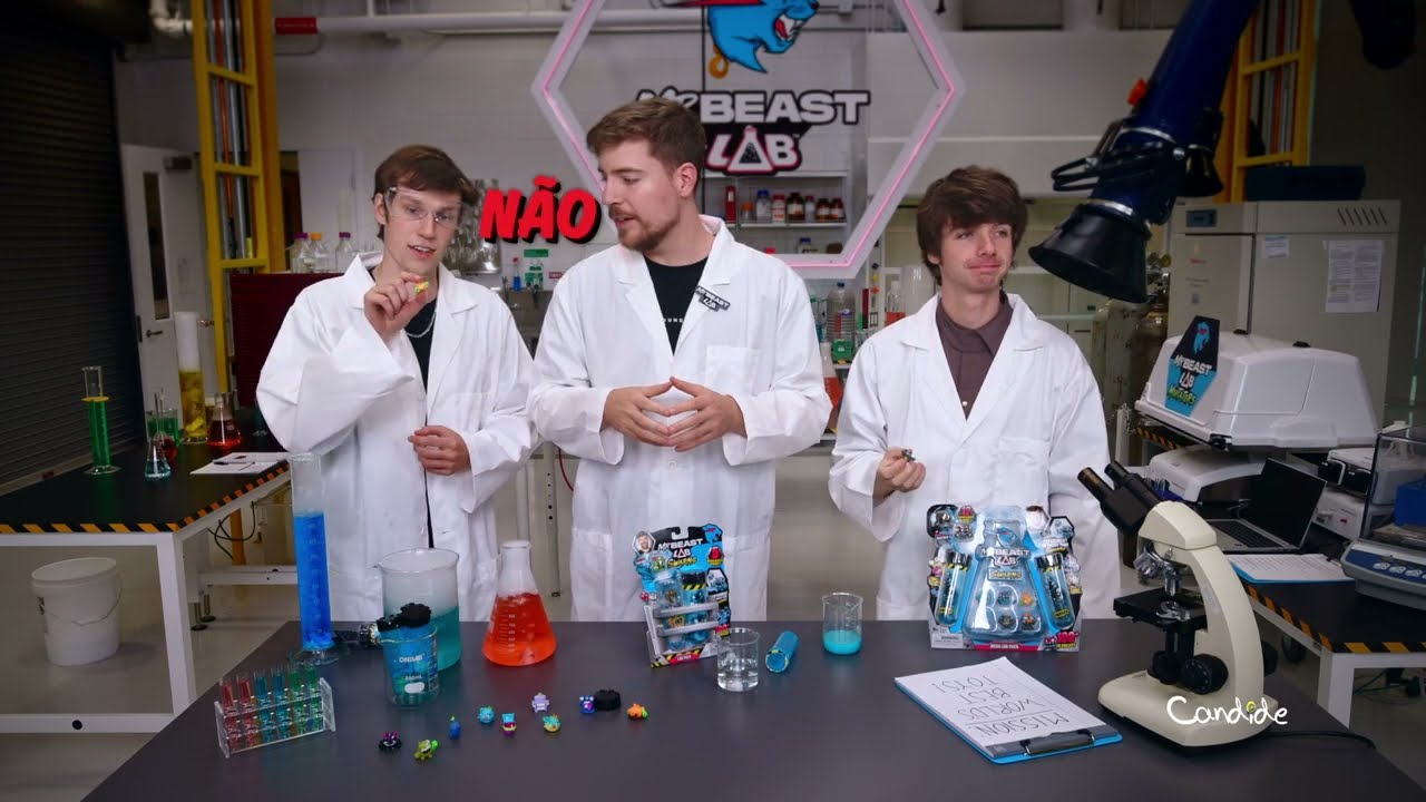 Tubo De Ensaio Com 5 Mini Bonecos Swarms Mrbeast Lab