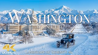Washington 4K | Winter Wonderland of Snowy Evergreens, Misty Mountains & Quiet Scenic Roads