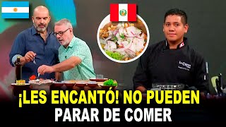 Peruvian chef LEFT Argentine presenters amazed with delicious Peruvian food