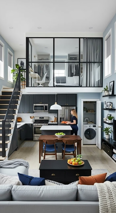 A Genius Loft Apartment Tour with a Glass Wall Bedroom