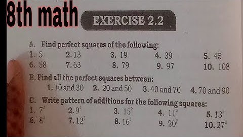 8th Class Math Exercise 2.2 | Squares |Sindh text