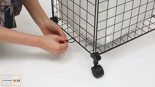 Wow Iron Wire Laundry Hdaner With Lid Foldable Laundry Basket With Wheels  Removable Bags