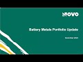 Novo resources  battery metals portfolio update