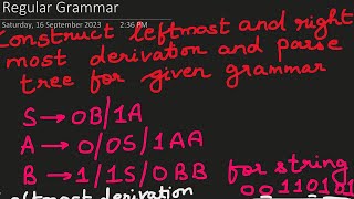 3.4 Leftmost Derivation, Rightmost Derivation, Derivation Trees- Theoretical Computer Science