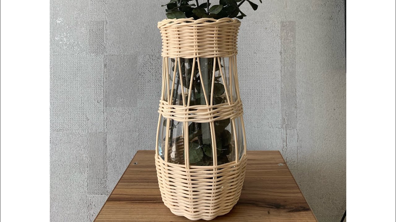 Rattan kor bambu çubuklarla cam vazo kaplama yapılışı