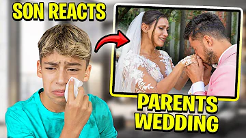 11 Year Old Son REACTS To Our WEDDING VIDEO.. EMOTIONAL 😢