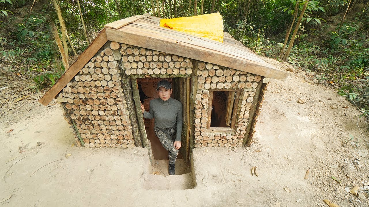 Building Underground Cozy Shelter for Survival in the Wild | Bushcraft ...
