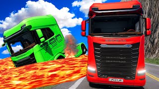 Escaping the FASTEST LAVA FLOOD in a Semi in BeamNG Drive Mods!