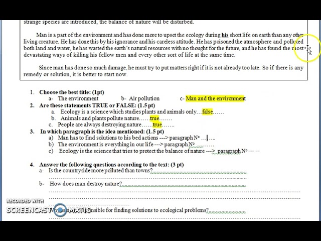 اختبار الثلاثي الثالث انجليزية السنة الأولى ثانوي علمي وآداب.. الوحدة back to nature