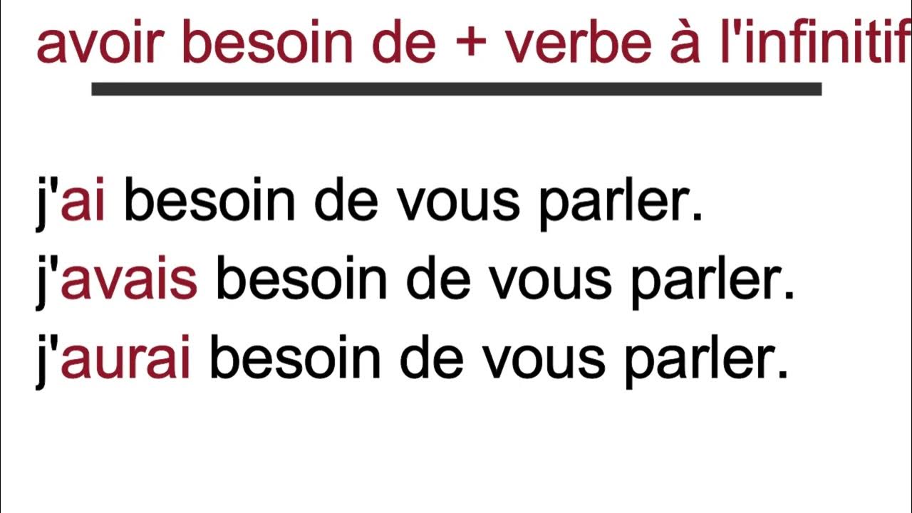 le verbe avoir avoir besoin YouTube
