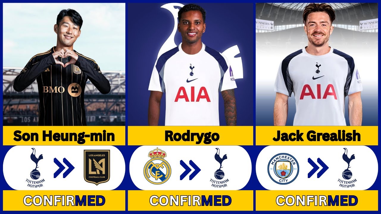 ✅ Tottenham Hotspur Transfer News Confirmed Today | Rodrygo, Jack Grealish, Son Heung-min 🔥