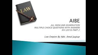 All India Bar Extion Multiple Choice Questions With Answers Xiv 2019 Part 2
