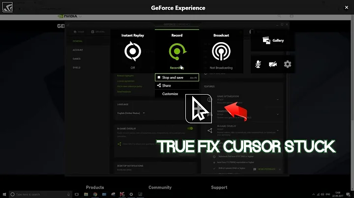 Solução Cursor Preso: Geforce Experience