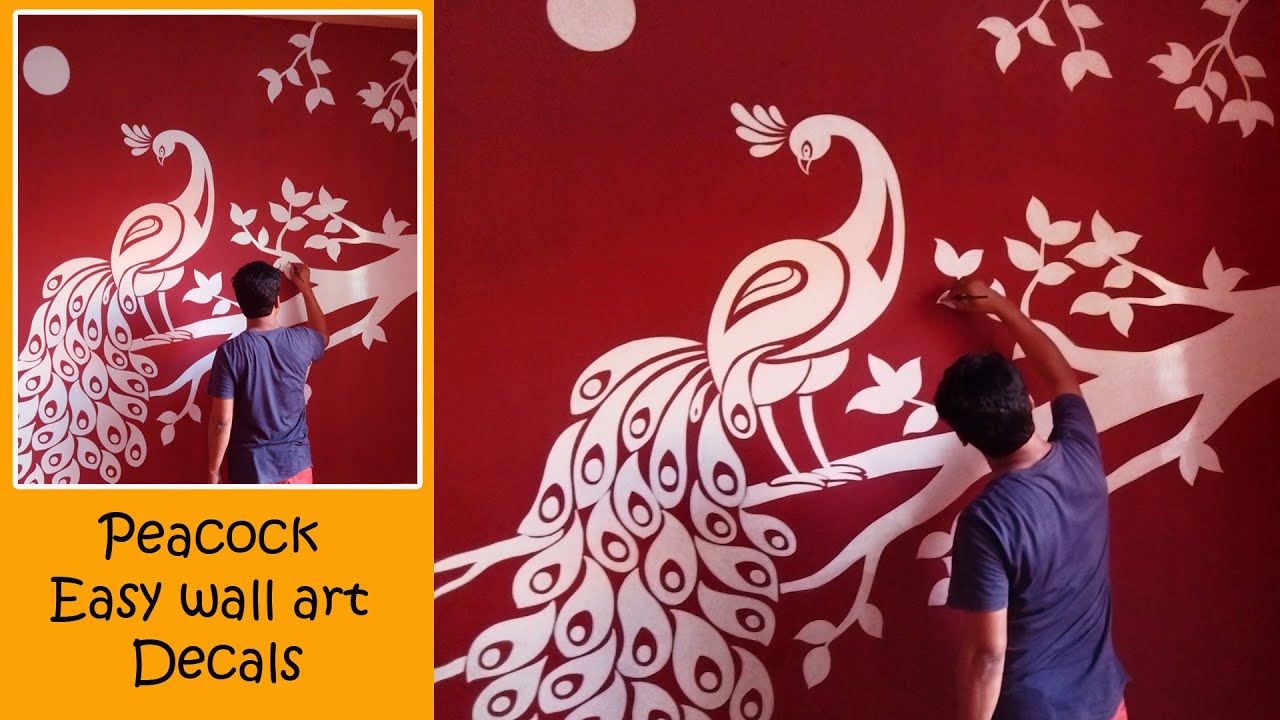 peacock wall art / how to create simple wall art / bedroom wall ...