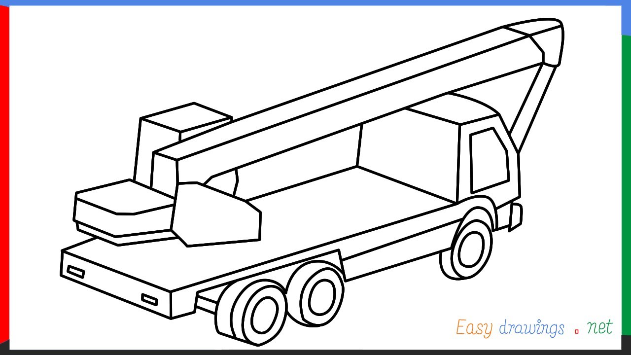 How to Draw a Crane truck step by step  12 Easy Phase  Video