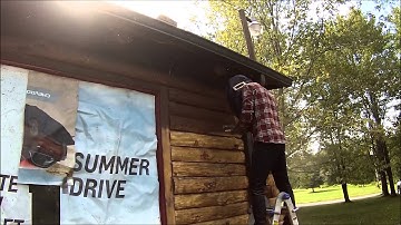 Log Home Media Blasting and Staining DIY Part1