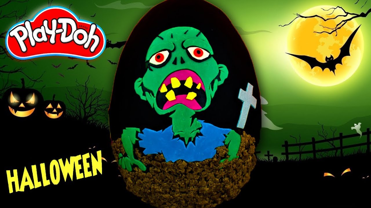 Huevo Sorpresa Gigante de Muerto Viviente ZOMBIE de Halloween de Plastilina Play doh  Español