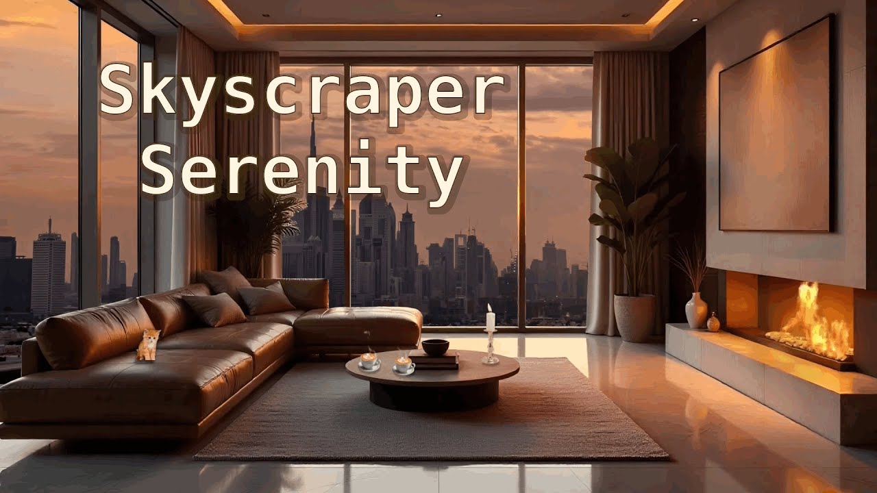 Skyscraper Serenity: Cozy Cat Cafe Lounge & City Jazz Vibes