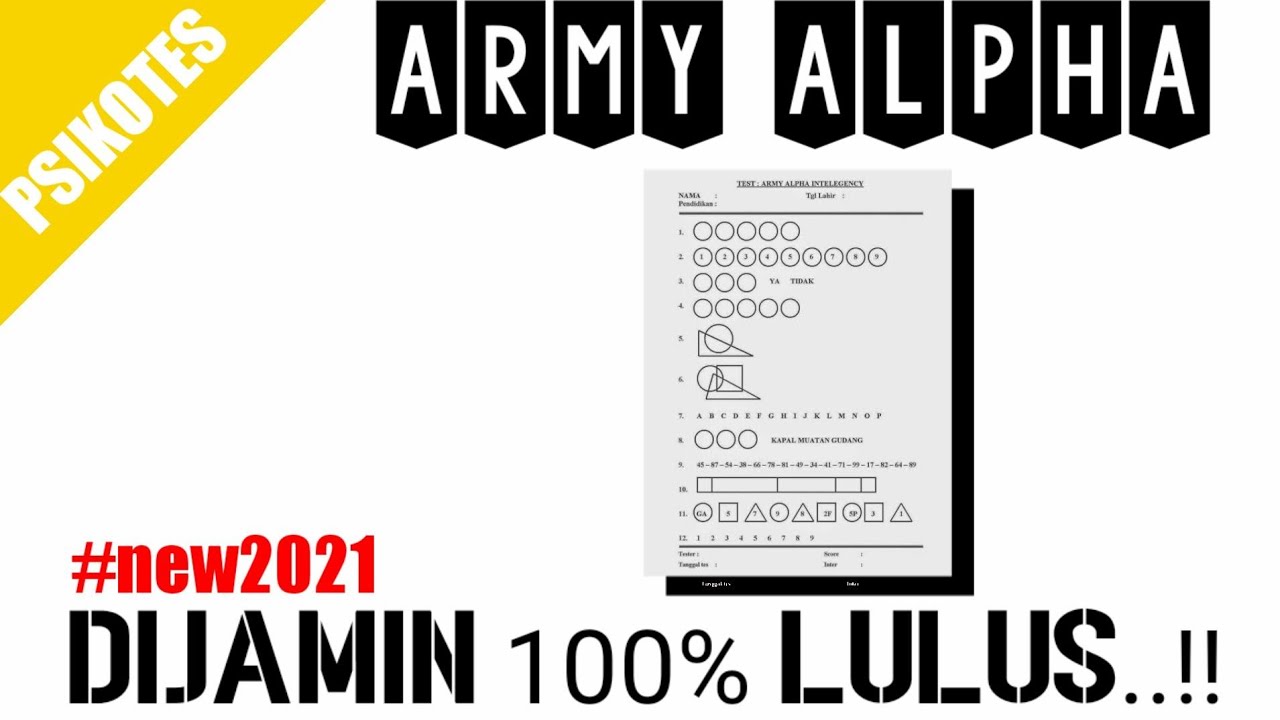 Tips dan Trik Mengisi tes ARMY ALPHA dengan 99% akurat || Tes psikotes || Auto Lulus
