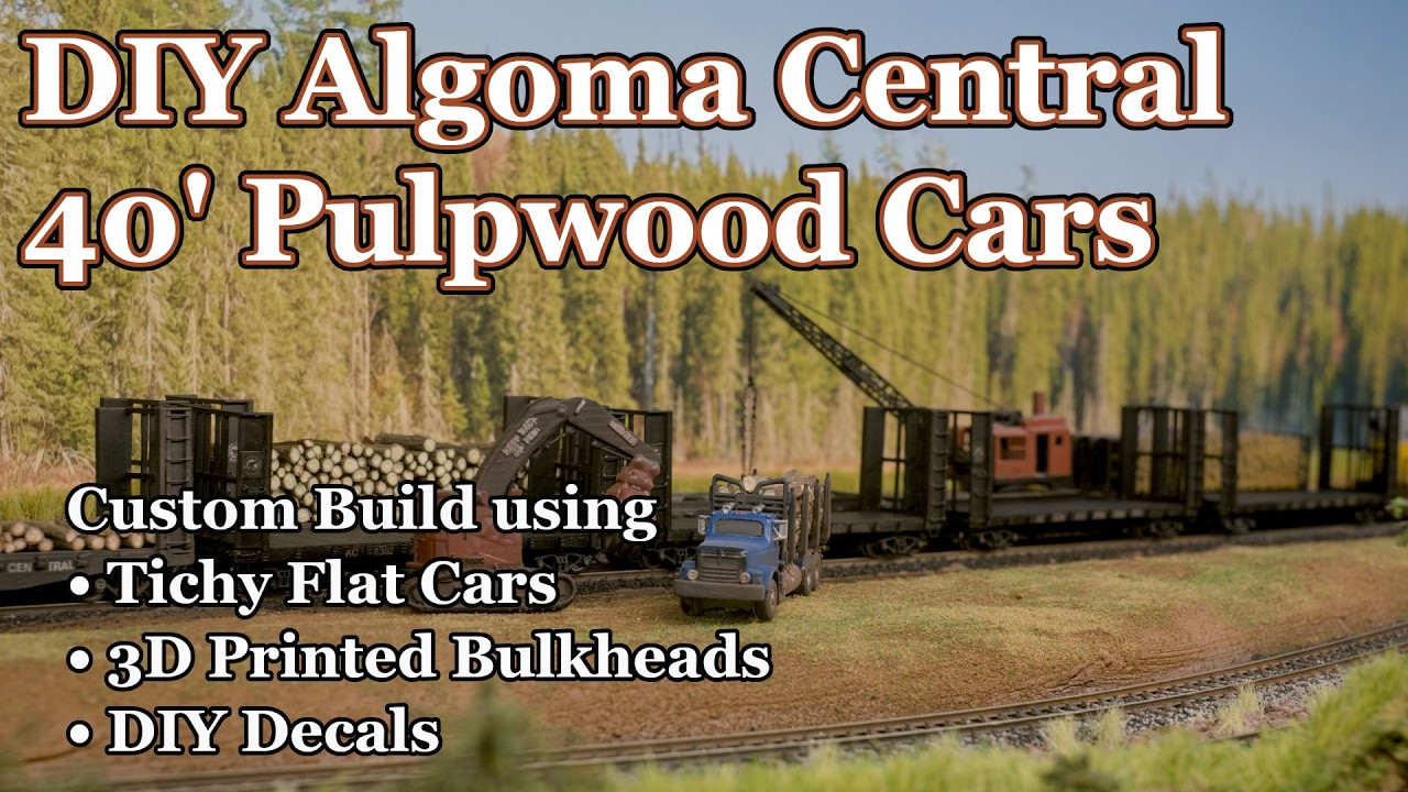 Custom Building Algoma Central Pulpwood Cars using Tichy 40' Flat Cars and 3D printed parts HO Scale