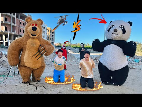 عودة الدبين الدب ماشا المتوحش ودب الباندا العملاق والحرب بينهم وبين عصابتهم وخطفكم الجزء الثالث 