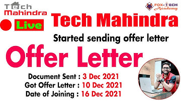 Tech Mahindra Offer Letter | Tech Mahindra started sending offer letter | Tech Mahindra Onboarding