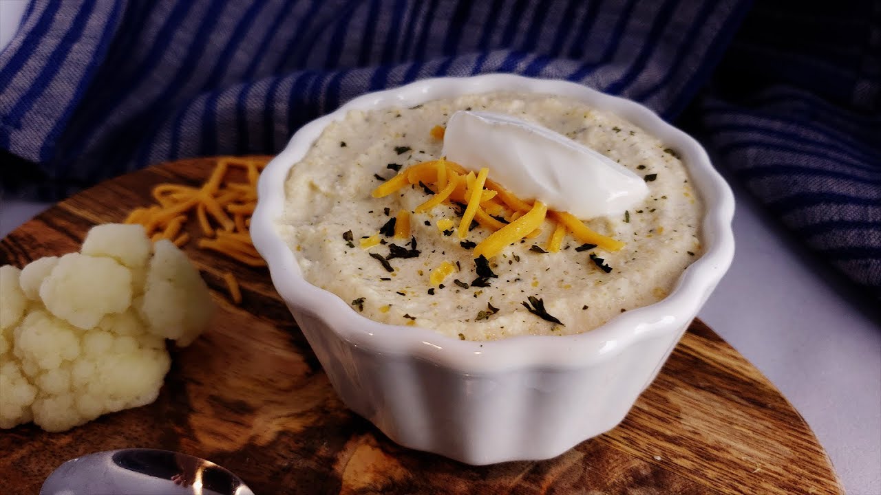 How To Make Keto Garlic Cheddar Mash Keto Mashed Cauliflower Recipe