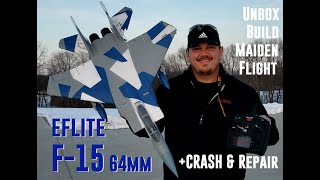 Eflite - F-15 64mm - Unbox, Build, Radio Setup, Maiden Flight with CRASH & Repairs