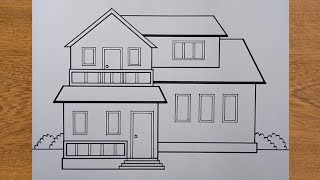 How to Draw a House || Easy House Drawing For Beginners