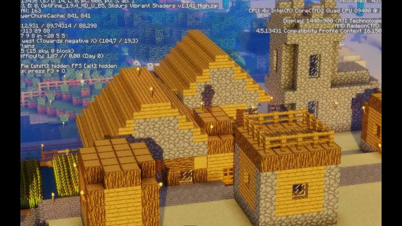 Minecraft sildurs vibrant shaders v1 141 high core2quad q9400