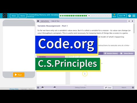 Controlling Memory with Variables 4.16 Tutorial with Answers Code.org CS Principles
