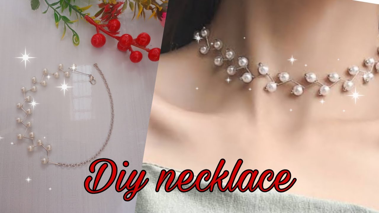 Diy pearl necklace elegant and stylish/how to make pearl necklace - YouTube