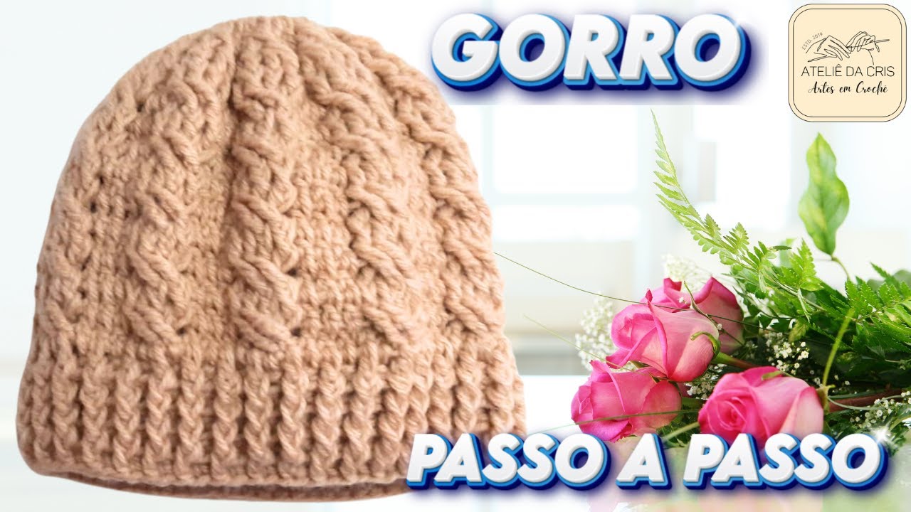 ✅ GORRO TRANÇADO ADULTO EM CROCHÊ   |   LINDO E FÁCIL - PASSO A PASSO
