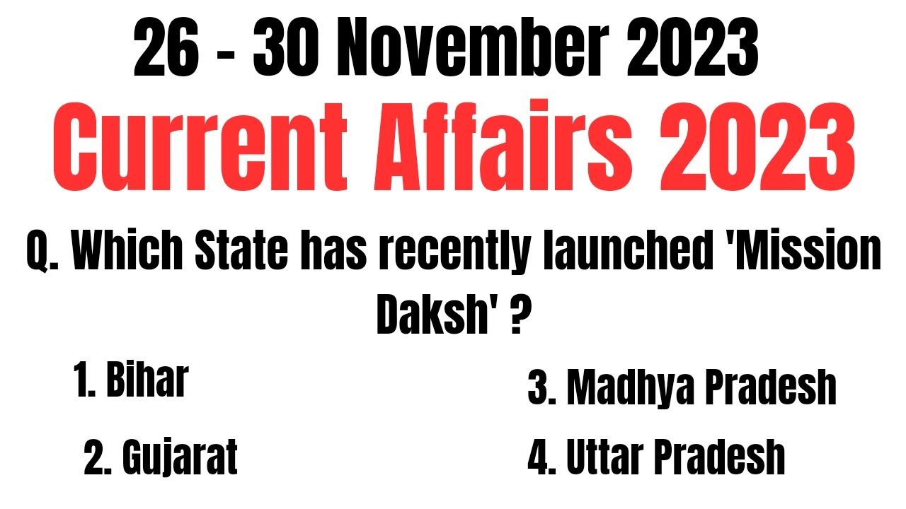 November 2023 Current Affairs | Important Current Affairs Questions ...