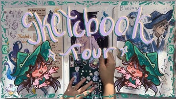 ✨SKETCHBOOK TOUR ✨ | Worldbuilding, Ocs, and other Silly stuff, 10 month sketchbook 🌱