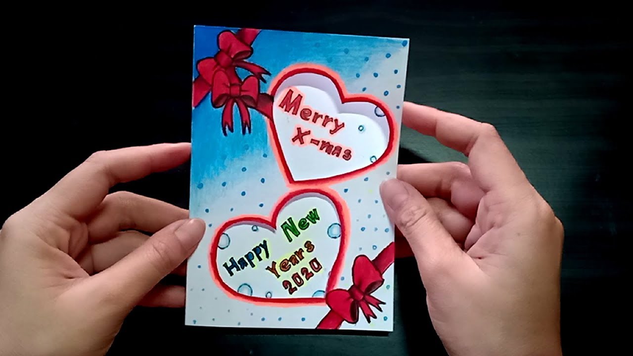 ทำการ์ดวันคริสต์มาสและปีใหม่ ด้วยสีไม้ How to make Merry Christmas and Happy New Years Card